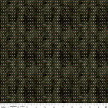 Image of the Ghoul Friends Dots Black quilting cotton fabric by Teresa Kogut for Riley Blake Designs. Features dots on a black background. Cute Little Fabric Shop