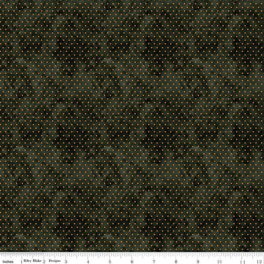 Image of the Ghoul Friends Dots Black quilting cotton fabric by Teresa Kogut for Riley Blake Designs. Features dots on a black background. Cute Little Fabric Shop