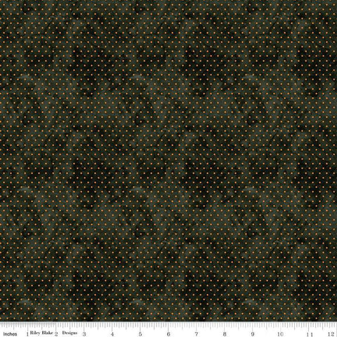 Image of the Ghoul Friends Dots Black quilting cotton fabric by Teresa Kogut for Riley Blake Designs. Features dots on a black background. Cute Little Fabric Shop