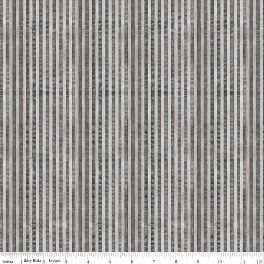 Image of the Ghoul Friends Stripes Black quilting cotton fabric by Teresa Kogut for Riley Blake Designs. Features stripes on a black background. Cute Little Fabric Shop