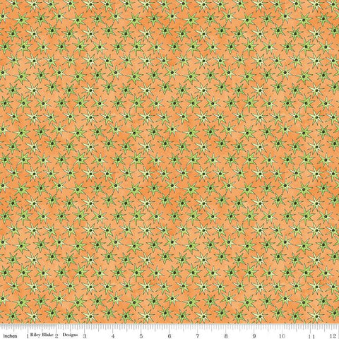 Image of the Ghoul Friends Stars Orange quilting cotton fabric by Teresa Kogut for Riley Blake Designs. Features stars on an orange background. Cute Little Fabric Shop