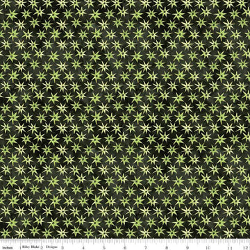 Image of the Ghoul Friends Stars Black quilting cotton fabric by Teresa Kogut for Riley Blake Designs. Features stars on a black background. Cute Little Fabric Shop