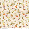 Image of the Ghoul Friends Gourds Cream quilting cotton fabric by Teresa Kogut for Riley Blake Designs. Features icons on a cream background. Cute Little Fabric Shop