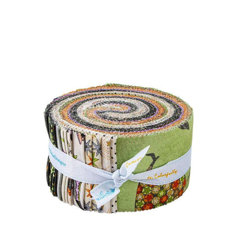 SALE Ghoul Friends 2.5 Inch Rolie Polie Jelly Roll 40 pieces - Riley Blake Designs - Precut Pre cut Bundle - Halloween - Cotton Fabric