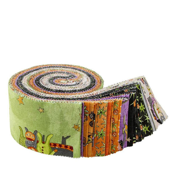 SALE Ghoul Friends 2.5 Inch Rolie Polie Jelly Roll 40 pieces - Riley Blake Designs - Precut Pre cut Bundle - Halloween - Cotton Fabric