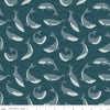 Image of the Alaska Whales Coastal quilting cotton fabric by Riley Blake Designs. Features animals on a blue background. Cute Little Fabric Shop