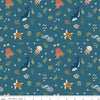 Image of the Created With Love In the Sea Ocean quilting cotton fabric by Riley Blake Designs. Features ocean animals on a blue background. Cute Little Fabric Shop