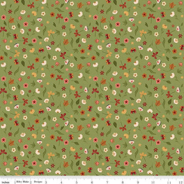 Image of the Created With Love Bloom & Grow Grass quilting cotton fabric by Riley Blake Designs. Features animals on a green background. Cute Little Fabric Shop
