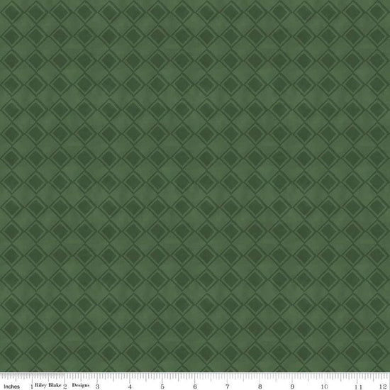 Image of the Come Let Us Adore Him Tonal Green quilting cotton fabric. Features plaid on a green background. Cute Little Fabric Shop