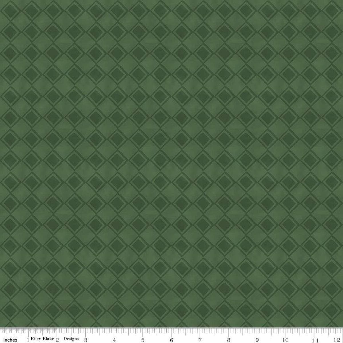 Image of the Come Let Us Adore Him Tonal Green quilting cotton fabric. Features plaid on a green background. Cute Little Fabric Shop