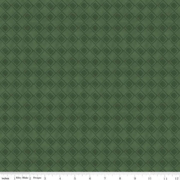 Image of the Come Let Us Adore Him Tonal Green quilting cotton fabric. Features plaid on a green background. Cute Little Fabric Shop