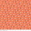 Image of the Hey Pumpkin Trick or Treat Orange quilting cotton fabric by Riley Blake Designs. Features text on an orange background. Cute Little Fabric Shop