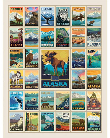 Alaska Poster Panel - Riley Blake Designs - DIGITALLY PRINTED - Alaska Wildlife Animals - Quilting Cotton Fabric - Licensed Product