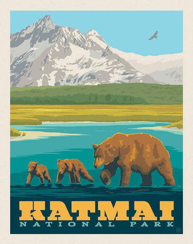 SALE Alaska Katmai National Park Poster Panel - Riley Blake Designs - DIGITALLY PRINTED - Animal - Quilting Cotton Fabric - Licensed Product