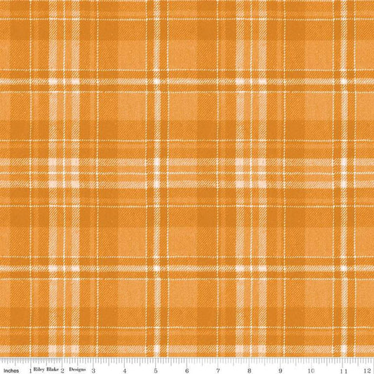 Image of the Costume Maker's Act II Plaid Orange quilting cotton fabric. Features plaid on an orange background. Cute Little Fabric Shop