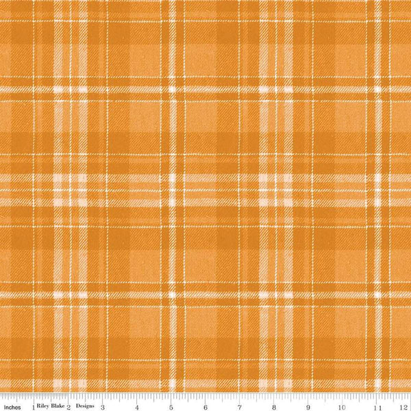 Image of the Costume Maker&#39;s Act II Plaid Orange quilting cotton fabric. Features plaid on an orange background. Cute Little Fabric Shop