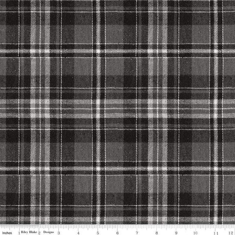Image of the Costume Maker&#39;s Act II Plaid Black quilting cotton fabric. Features plaid on a black background. Cute Little Fabric Shop
