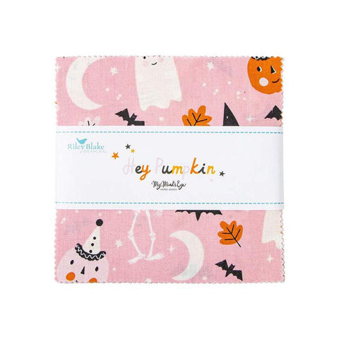 SALE Hey Pumpkin Charm Pack 5" Stacker Bundle - Riley Blake Designs - 42 piece Precut Pre cut - Halloween - Quilting Cotton Fabric