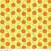 Image of the Costume Maker's Act II Scaredy Cat Buttons Yellow quilting cotton fabric. Features cats on an yellow background. Cute Little Fabric Shop