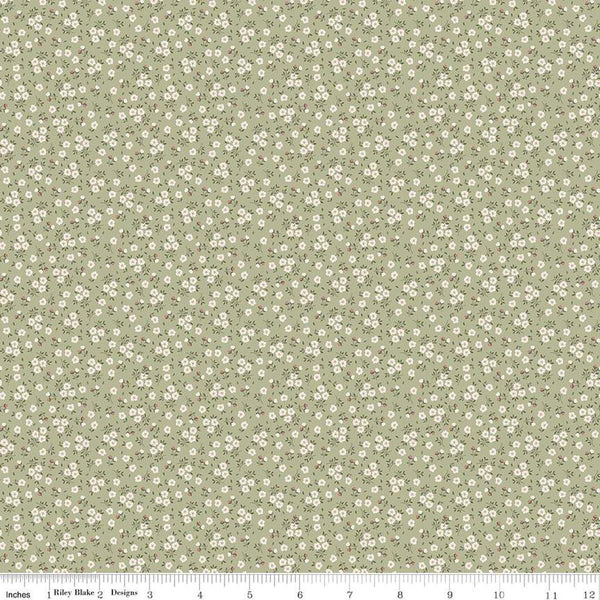 Anne of Green Gables Ditsy C16126 Sage - Riley Blake Designs - Blossoms Floral Flowers - Quilting Cotton Fabric - Licensed Product
