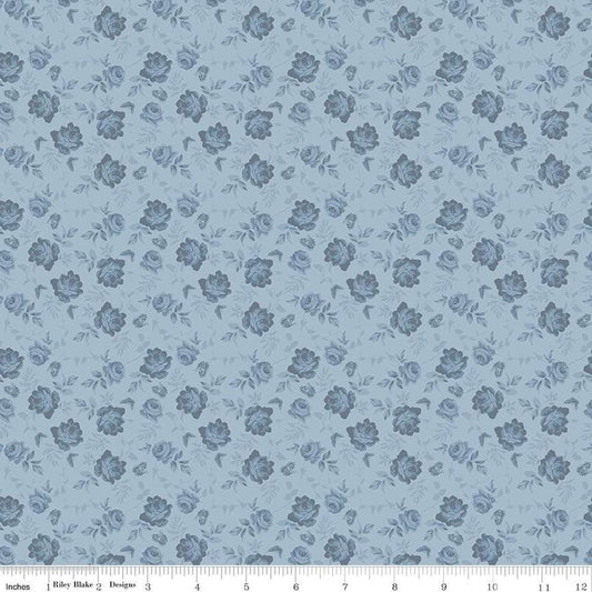 DEAL Anne of Green Gables Tone-on-Tone C16125 Blue - Riley Blake Designs - Butterflies Floral - Quilting Cotton Fabric - Licensed Product