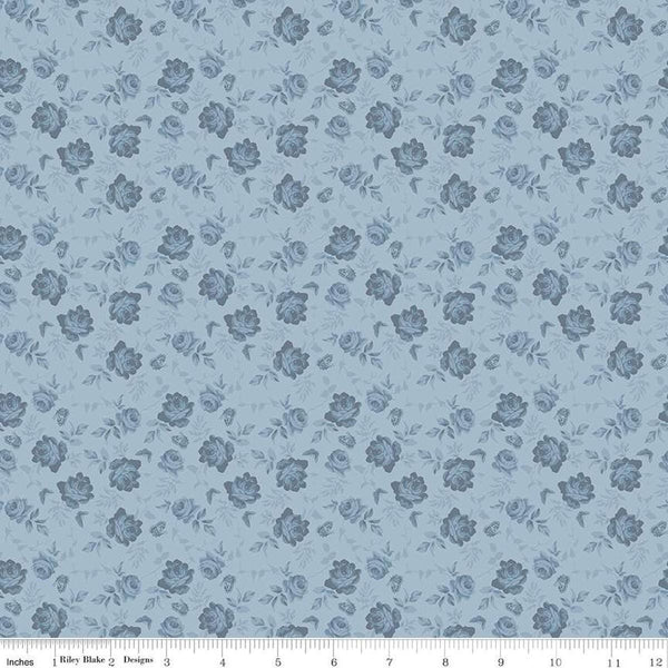 SALE Anne of Green Gables Tone-on-Tone C16125 Blue - Riley Blake Designs - Butterflies Floral - Quilting Cotton Fabric - Licensed Product