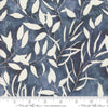 Image of the Wanderlust Leaf Twilight quilting cotton fabric. Features abstract ombre on a blue background. Cute Little Fabric Shop