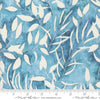 Image of the Wanderlust Leaf River quilting cotton fabric. Features abstract ombre on a blue background. Cute Little Fabric Shop