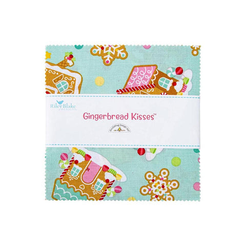 SALE Gingerbread Kisses Charm Pack 5" Stacker Bundle - Riley Blake Designs - 42 piece Precut Pre cut - Christmas - Quilting Cotton Fabric