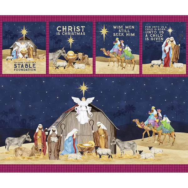 SALE Come Let Us Adore Him Panel by Riley Blake Designs - DIGITALLY PRINTED - Christmas Nativity - Quilting Cotton Fabric