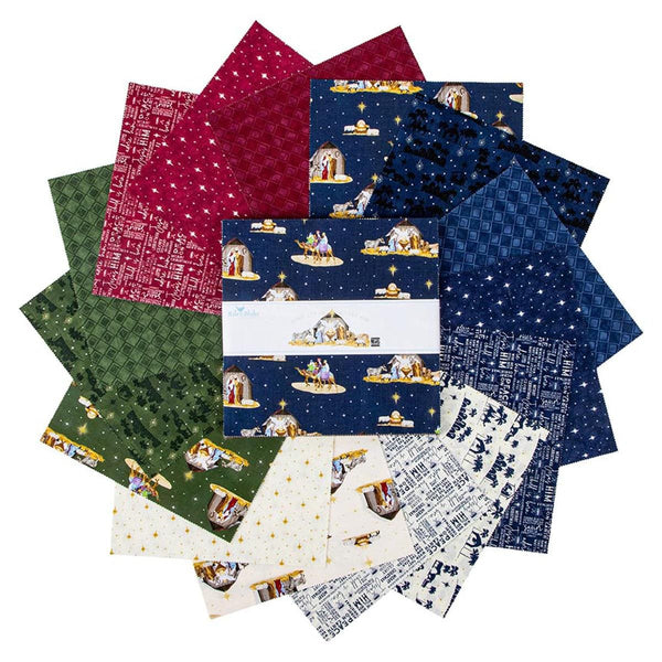 SALE Come Let Us Adore Him Layer Cake 10" Stacker Bundle - Riley Blake Design - 42 piece Precut Pre cut - Christmas - Quilting Cotton Fabric