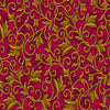 Image of the Heavenly Night Scroll Red quilting cotton fabric by Marcello Corti for QT Fabrics. Features an ornate swirl design on a red background. Cute Little Fabric Shop