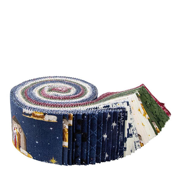 SALE Come Let Us Adore Him 2.5 Inch Rolie Polie Jelly Roll 40 pieces - Riley Blake Designs - Precut Pre cut Bundle - Cotton Fabric
