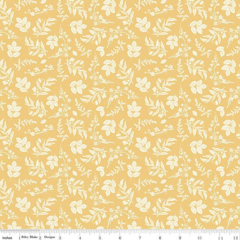 Image of the Nature&#39;s Portrait Branches Yellow quilting cotton fabric by Riley Blake Designs. Features branches on a yellow background. Cute Little Fabric Shop