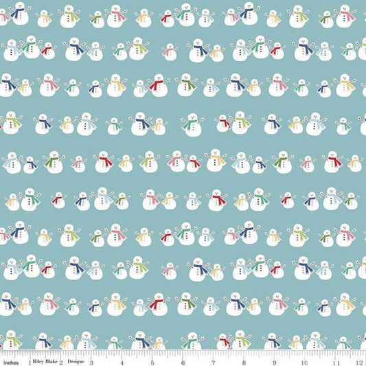 SALE Cozy Christmas Snowmen C5363 Blue - Riley Blake Designs - Lori Holt - Quilting Cotton Fabric