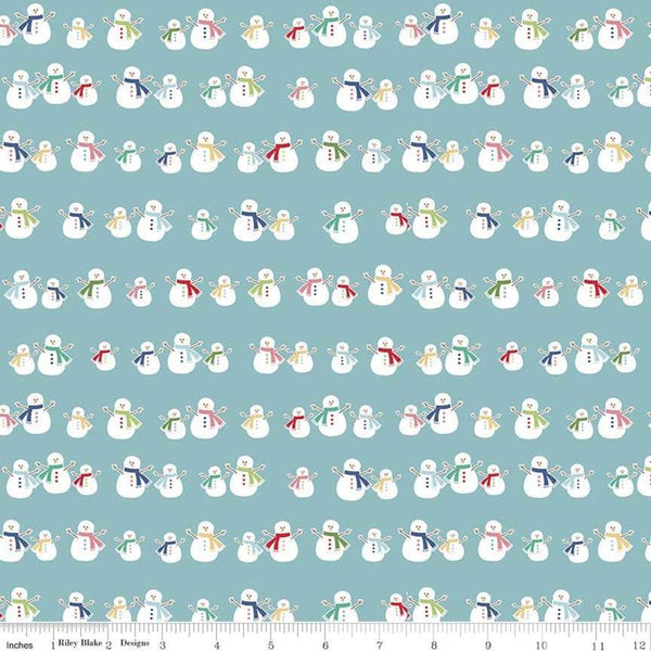 SALE Cozy Christmas Snowmen C5363 Blue by Riley Blake Designs - Lori Holt - Quilting Cotton Fabric