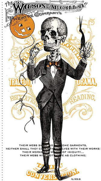 SALE Costume Maker's Act II Main Panel PD16000 - Riley Blake Designs - Halloween Skeleton - J Wecker Frisch - Quilting Cotton Fabric