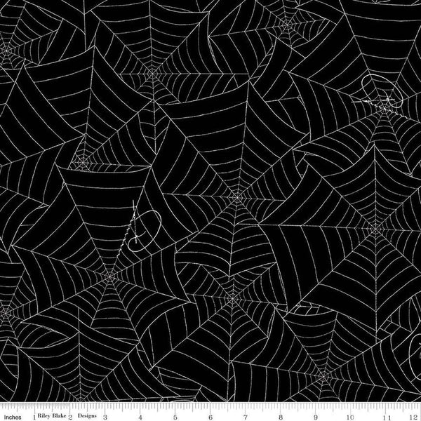 2 Yard  34" End of Bolt - SALE Costume Maker's Act II Web WIDE Back WB16017 Black Riley Blake 107/108" Wide Halloween Quilting Cotton Fabric