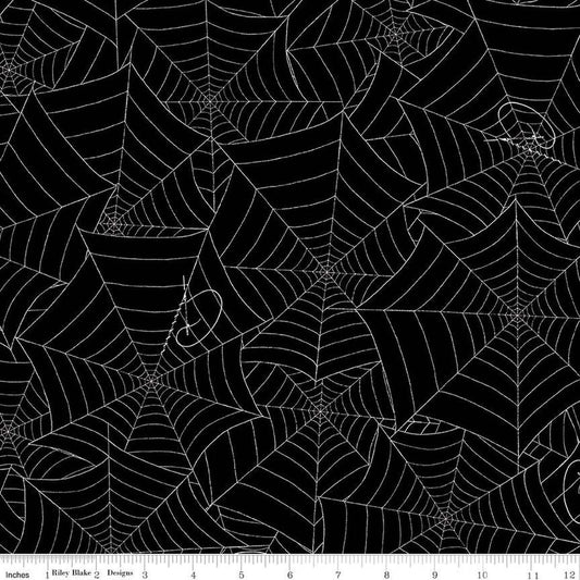 3-Yard Cut - Costume Maker's Act II Web WIDEBACK WB16017 Black - Riley Blake - 108" - Halloween - Quilting Cotton Fabric