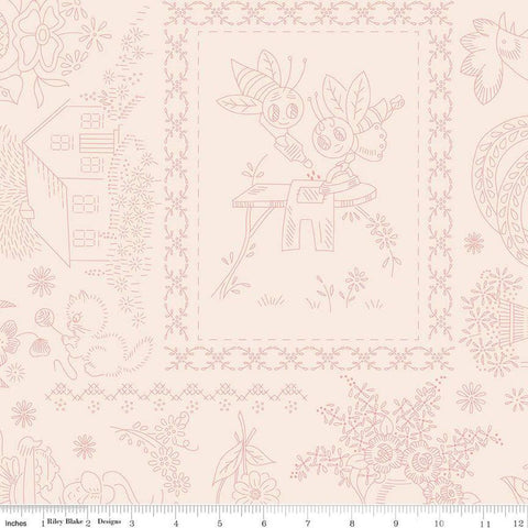 2 yard 27" End of Bolt - SALE Granny Chic Vintage WIDE BACK WB15578 Coral - Riley Blake - Lori Holt - 107/108" Wide - Quilting Cotton Fabric