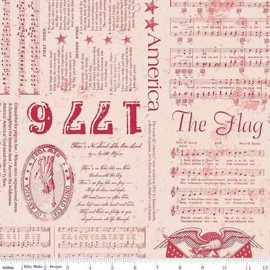3-Yard-Cut - SALE Americana Liberty 108" WIDEBACK Red Patriotic Fabric - WB16102 - Riley Blake Quilting Cotton Fabric
