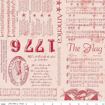 3-Yard Cut- Americana Liberty 108" WIDEBACK Red Patriotic Fabric - WB16102 - Riley Blake Quilting Cotton Fabric