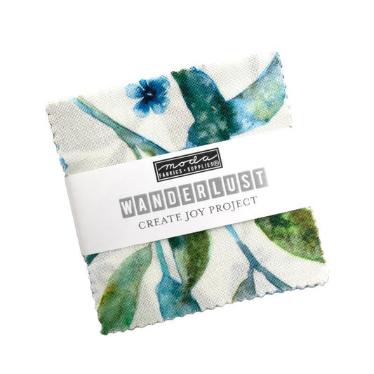 SALE Wanderlust Mini Charm Pack 2 1/2" Stacker Bundle - Moda Fabrics - 42-Piece Precut  - Floral Flowers - Quilting Cotton Fabric