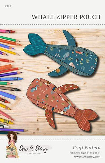 DEAL Whale Zipper Pouch Quilt Pattern P177 - Jennifer Long - Riley Blake - INSTRUCTIONS Only - Confident Beginner Fat Eighth Friendly
