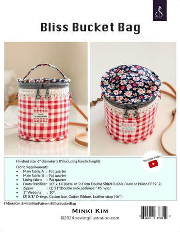 SALE Minki Kim Bliss Bucket Bag Project Quilt PATTERN P178 - Riley Blake Designs - INSTRUCTIONS Only - Zipper Bag Project