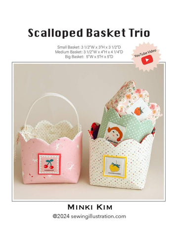 Minki Kim Scalloped Basket Trio Bag Project Quilt PATTERN P178 - Riley Blake Designs - INSTRUCTIONS Only - Three Sizes