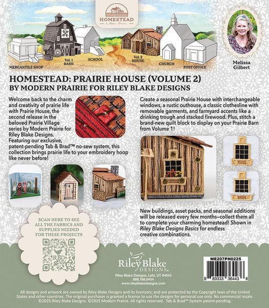 SALE Machine Embroidery Homestead Prairie House INSTRUCTIONS ME207PH0225 - Riley Blake Designs - USB File Free Standing House