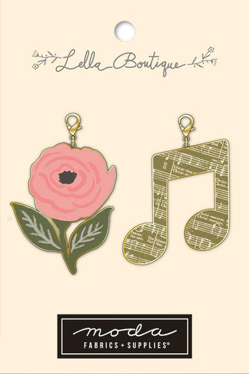 SALE Posy Music Note Zipper Pull - Lella Boutique - Moda Fabrics - Two Count - Lobster Clasps