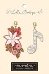 DEAL Poinsetta Music Note Zipper Pull - Lella Boutique - Moda Fabrics - Two Count - Lobster Clasps