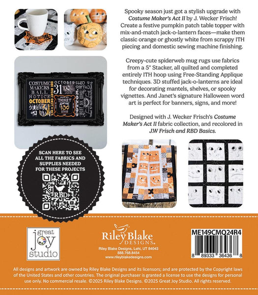 SALE Machine Embroidery Costume Maker's Act II Quilt Projects Instructions ME149CMQ24R4 - Riley Blake Designs - USB File - Five Projects